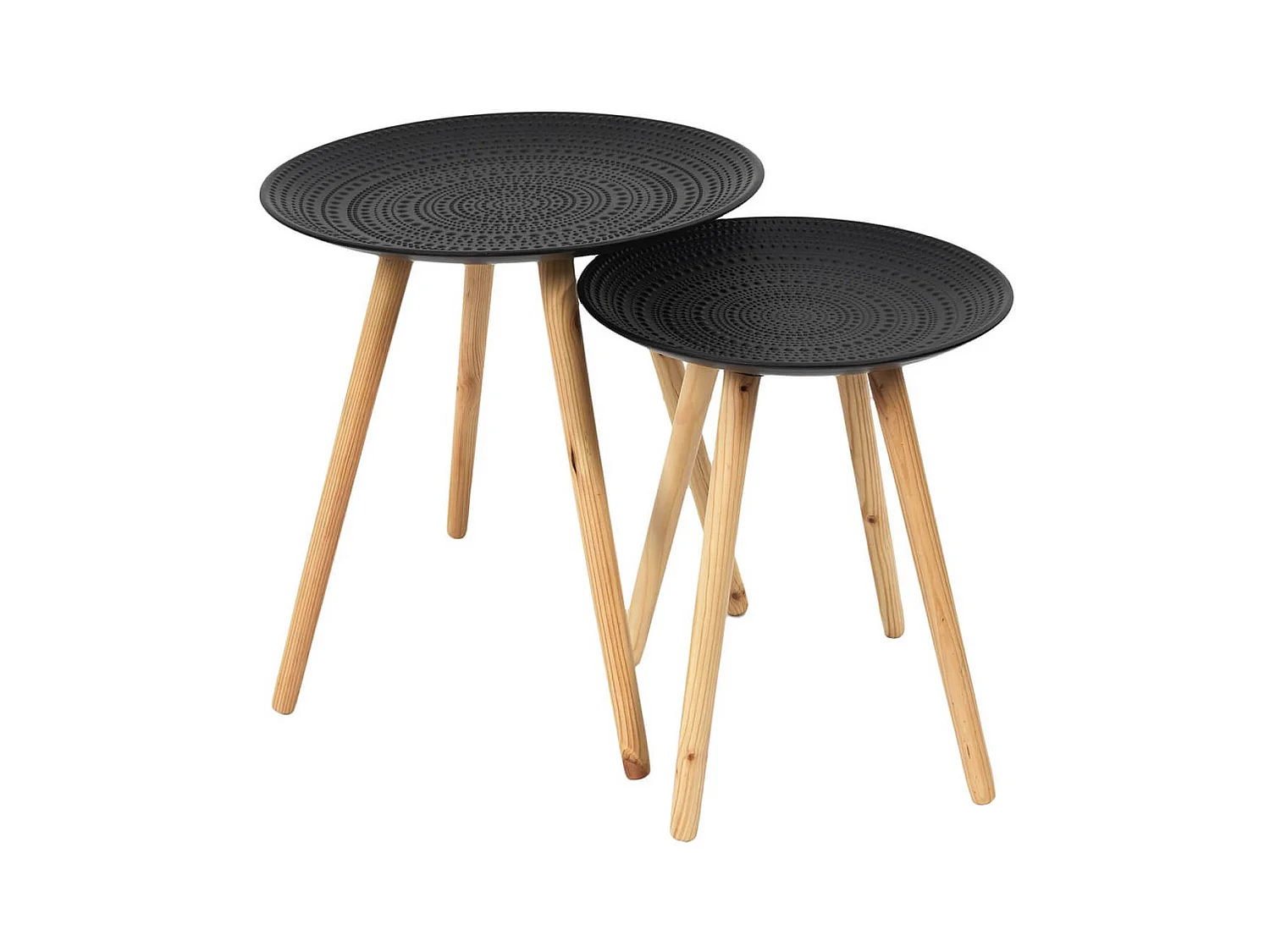 KAPI - Tables Gigognes Noires Motif Pois en Relief