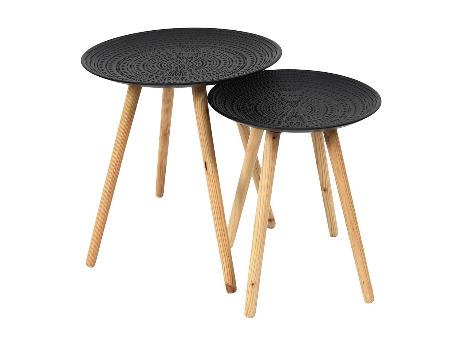 KAPI - Tables Gigognes Noires Motif Pois en Relief