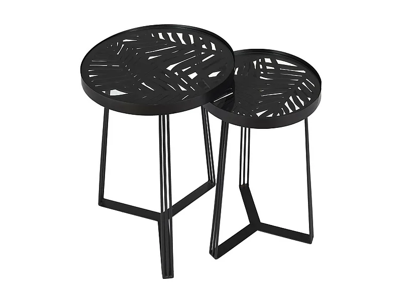 SOVA - Tables Gigognes Noires Motif Feuilles