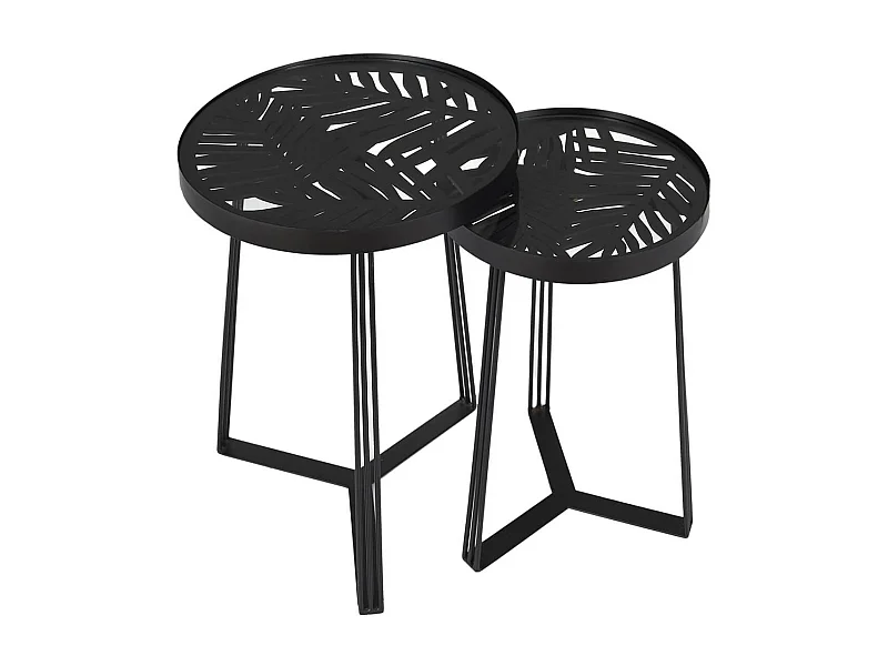 SOVA - Tables Gigognes Noires Motif Feuilles