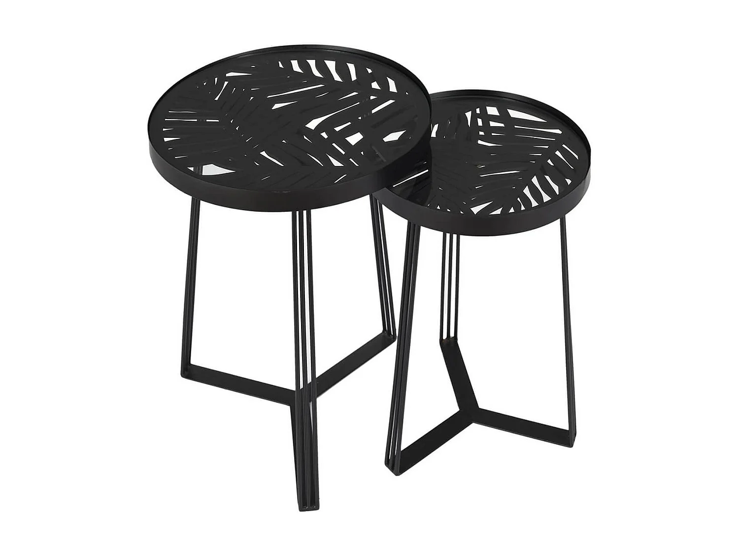 SOVA - Tables Gigognes Noires Motif Feuilles