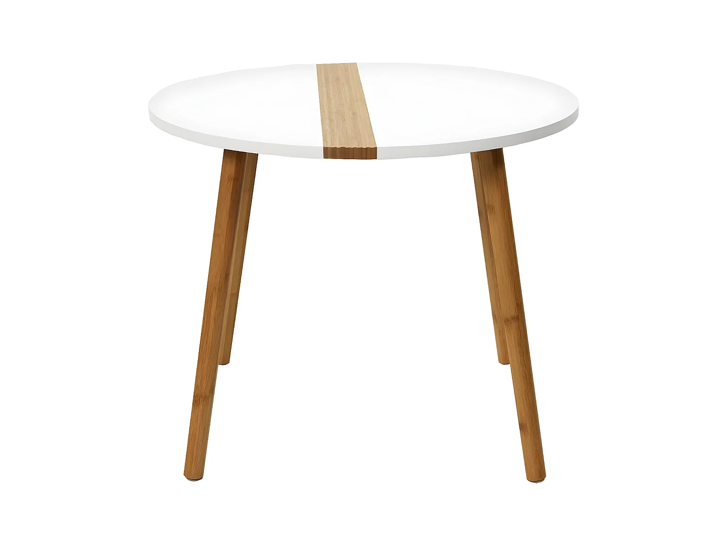 TRAZEN - Lot de 2 Tables Gigognes Blanches et Relief Bambou