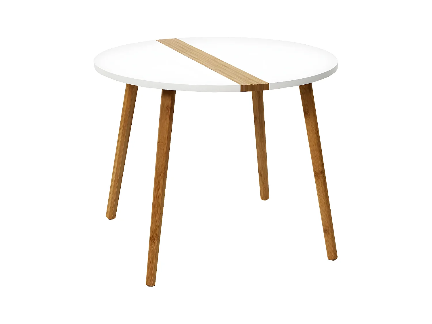 TRAZEN - Lot de 2 Tables Gigognes Blanches et Relief Bambou