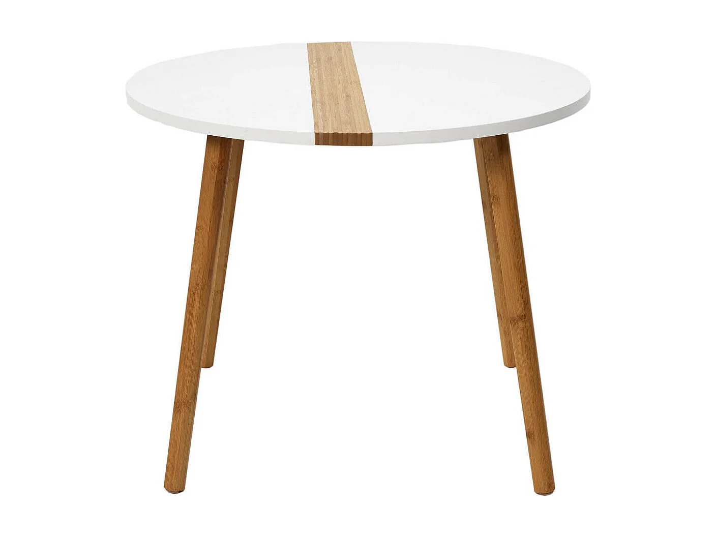 TRAZEN - Lot de 2 Tables Gigognes Blanches et Relief Bambou