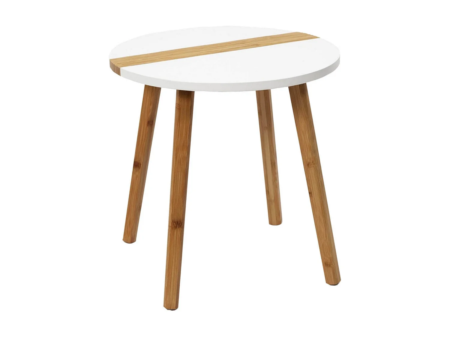 TRAZEN - Lot de 2 Tables Gigognes Blanches et Relief Bambou