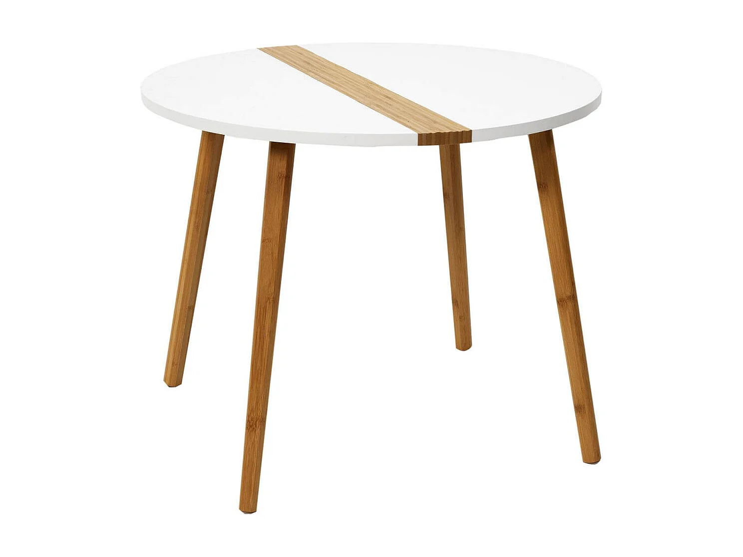 TRAZEN - Lot de 2 Tables Gigognes Blanches et Relief Bambou