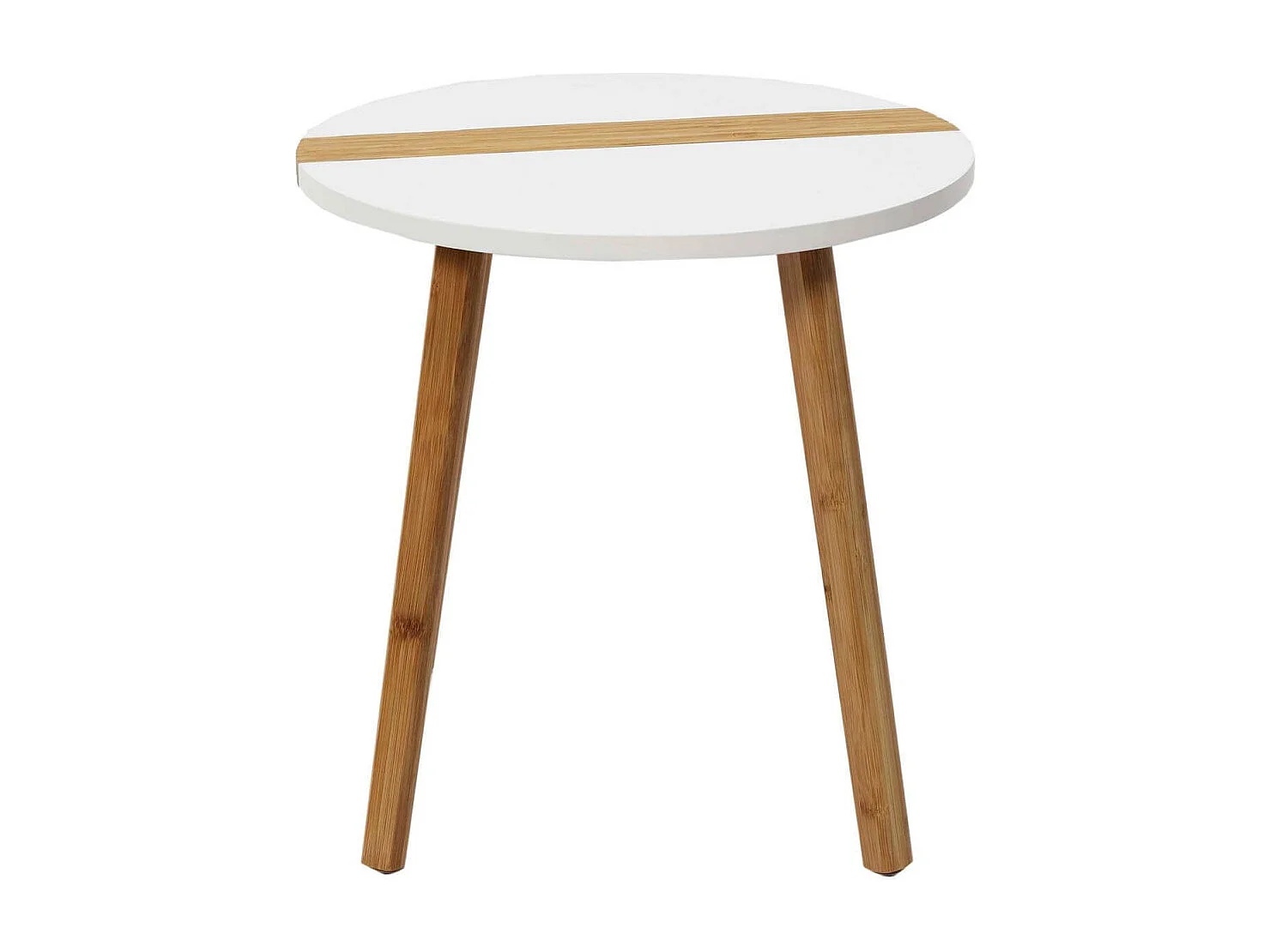 TRAZEN - Lot de 2 Tables Gigognes Blanches et Relief Bambou