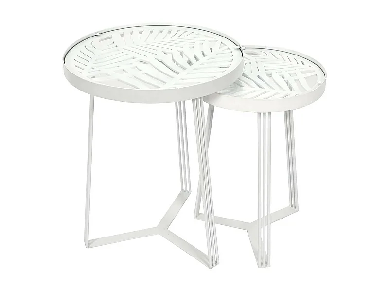 SOVA - Tables Gigognes Blanches Motif Feuilles