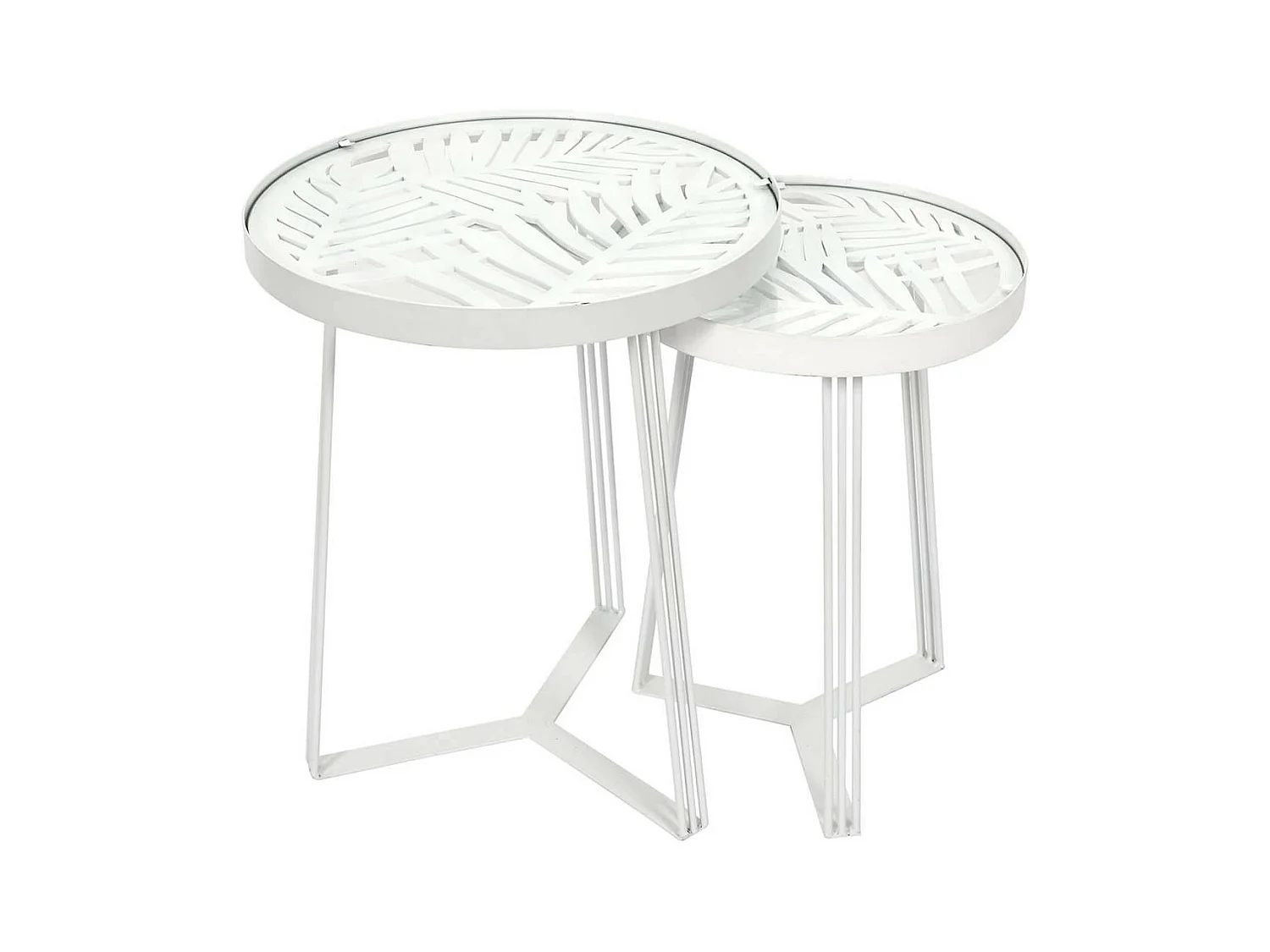 SOVA - Tables Gigognes Blanches Motif Feuilles