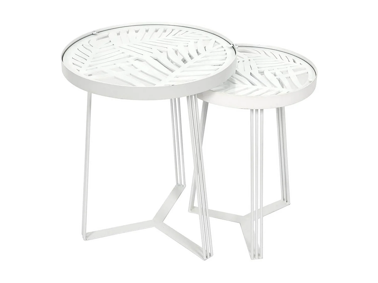 SOVA - Tables Gigognes Blanches Motif Feuilles