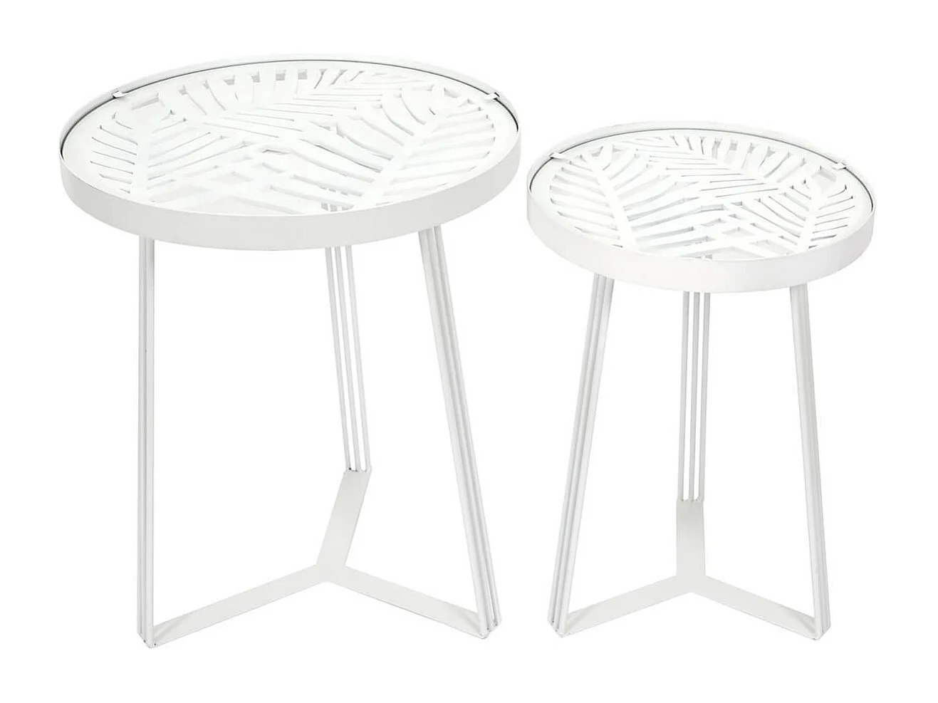 SOVA - Tables Gigognes Blanches Motif Feuilles