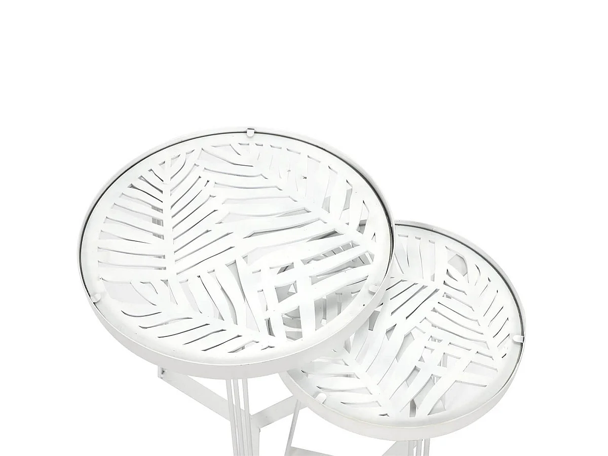SOVA - Tables Gigognes Blanches Motif Feuilles