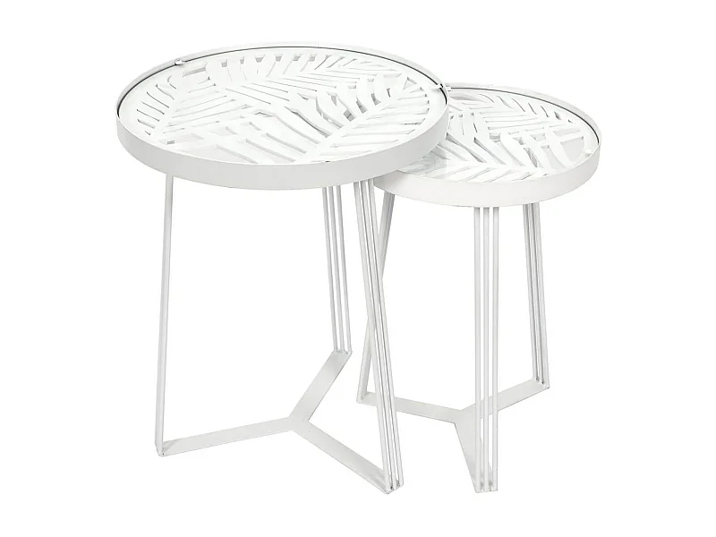 SOVA - Tables Gigognes Blanches Motif Feuilles