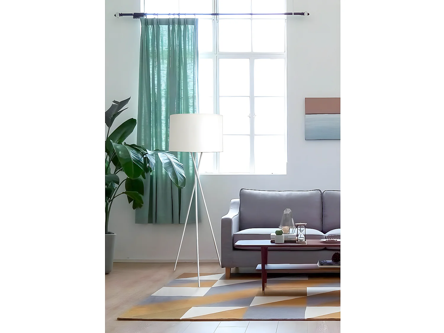 VARSK - Lampadaire Blanc 160cm Piètement Trépied Métal