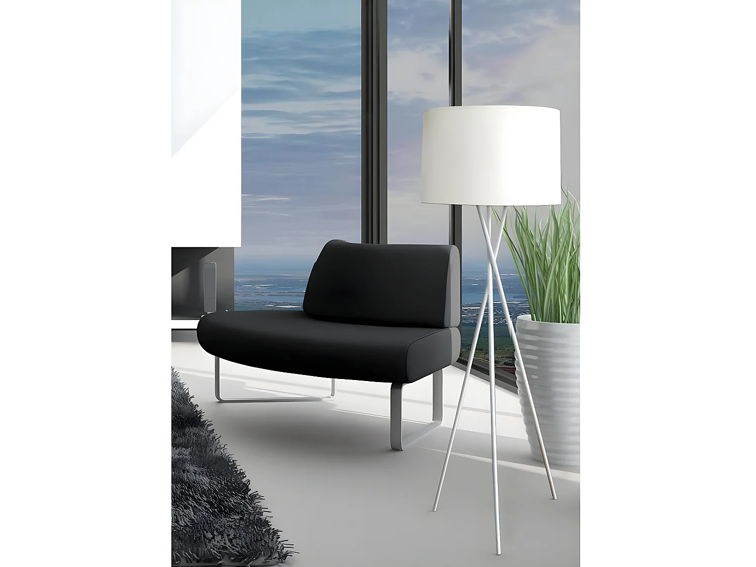 VARSK - Lampadaire Blanc 160cm Piètement Trépied Métal