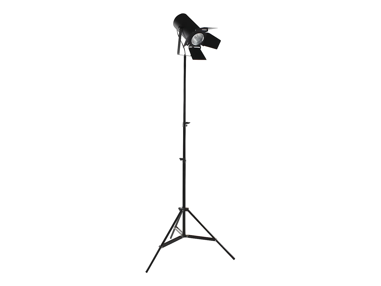 PICTURE - Lampadaire Métal Noir Trépied Téléscopique