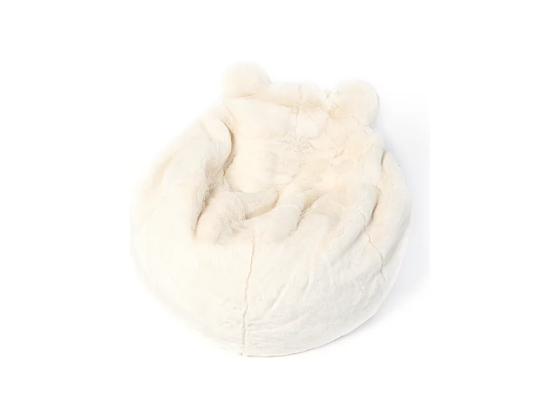 Pouf en peluche Ours Blanc Basile avec remplissage