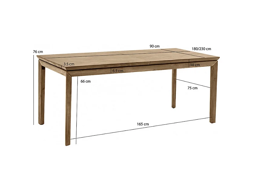 Table de repas extensible en bois design 180/230 cm - KASSIA