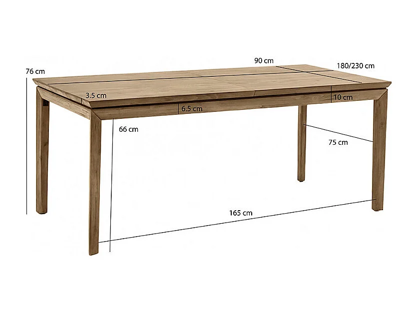 Table de repas extensible en bois design 180/230 cm - KASSIA