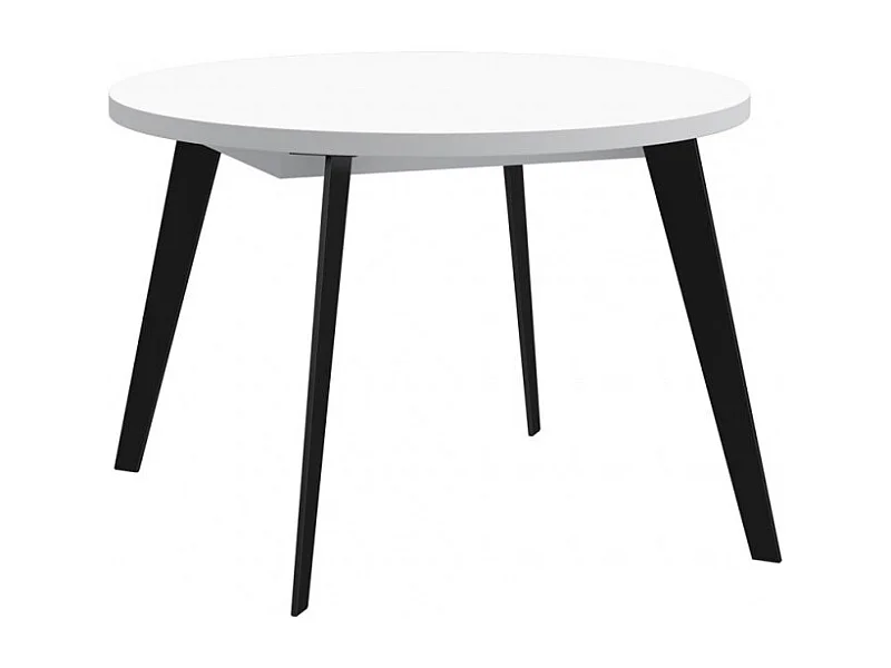 Table ronde extensible 110 à 155 cm blanc pieds métal - VANESSA