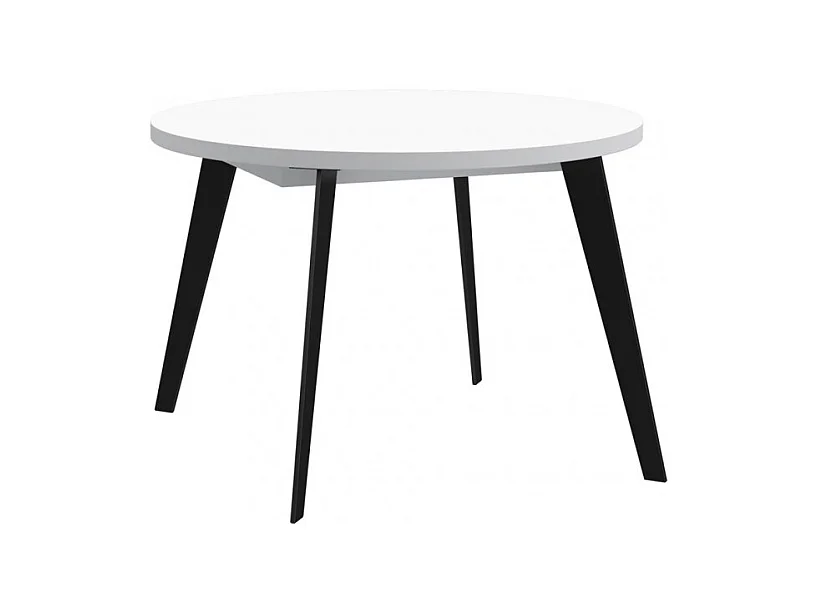 Table ronde extensible 110 à 155 cm blanc pieds métal - VANESSA