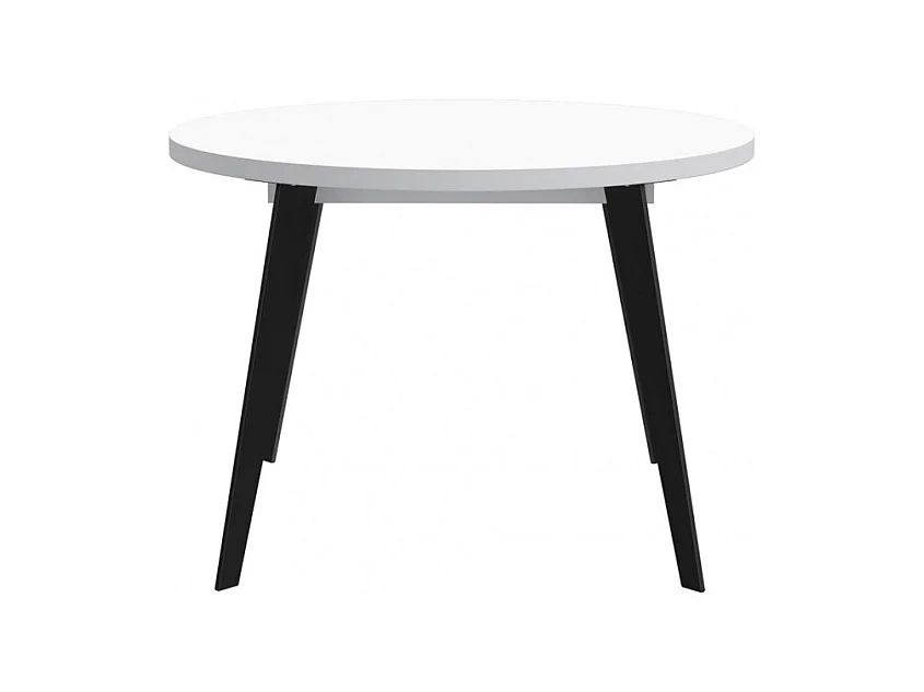 Table ronde extensible 110 à 155 cm blanc pieds métal - VANESSA