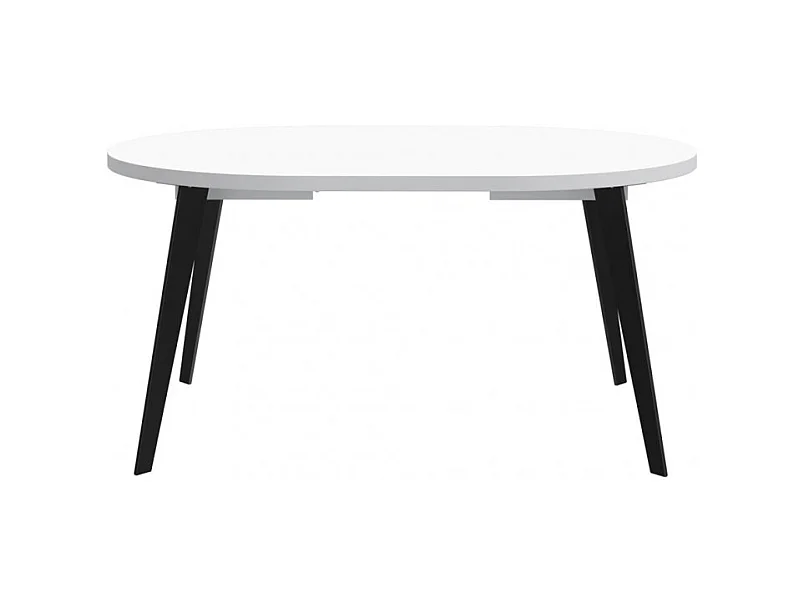 Table ronde extensible 110 à 155 cm blanc pieds métal - VANESSA