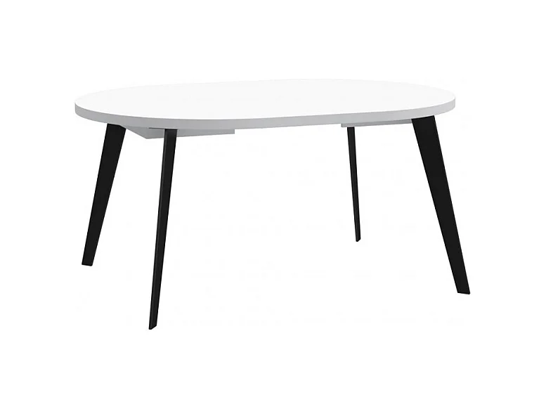 Table ronde extensible 110 à 155 cm blanc pieds métal - VANESSA