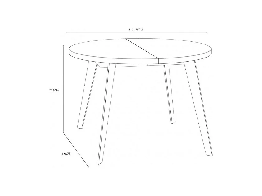 Table ronde extensible 110 à 155 cm blanc pieds métal - VANESSA