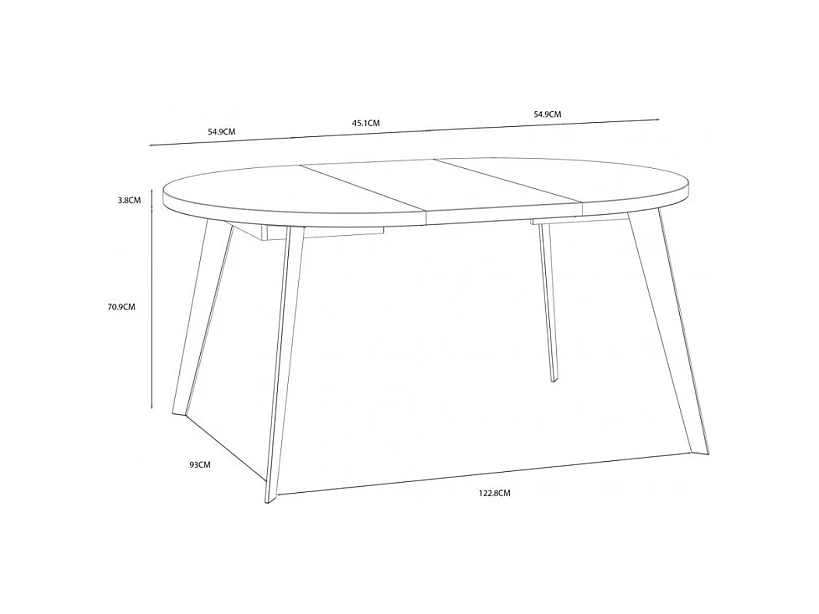 Table ronde extensible 110 à 155 cm blanc pieds métal - VANESSA