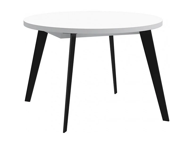 Table ronde extensible 110 à 155 cm blanc pieds métal - VANESSA