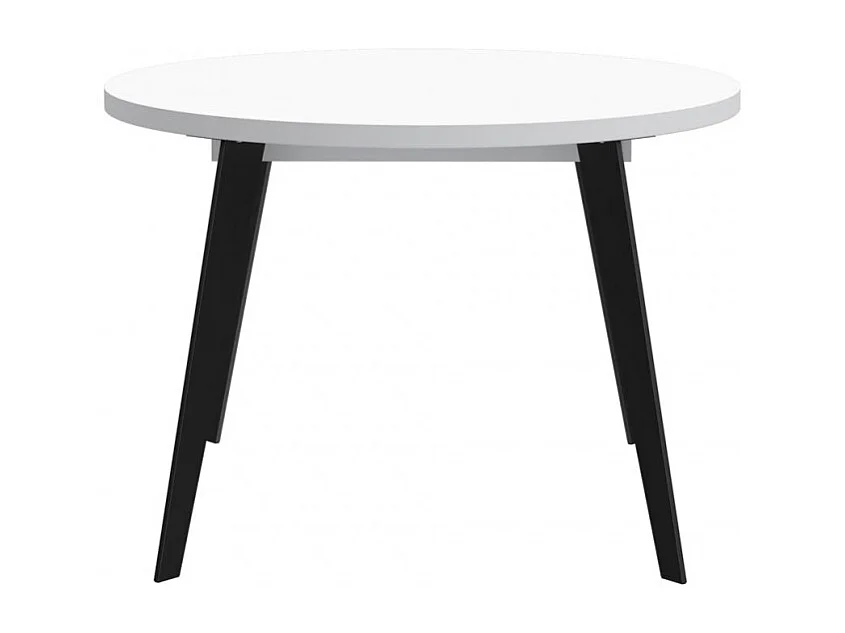 Table ronde extensible 110 à 155 cm blanc pieds métal - VANESSA