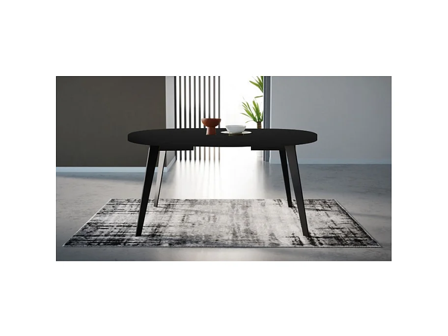 Table ronde extensible 110 à 155 cm noir pieds métal - VANESSA