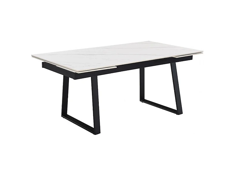 Table extensible 160/240 cm céramique blanc marbré pied luge - NEVADA 02