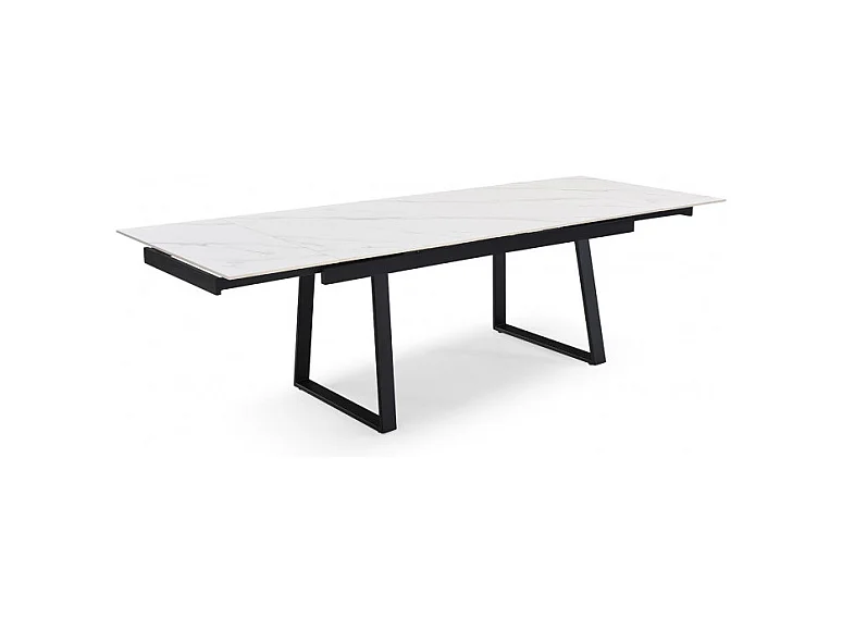 Table extensible 160/240 cm céramique blanc marbré pied luge - NEVADA 02