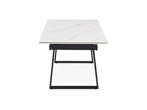Table extensible 160/240 cm céramique blanc marbré pied luge - NEVADA 02