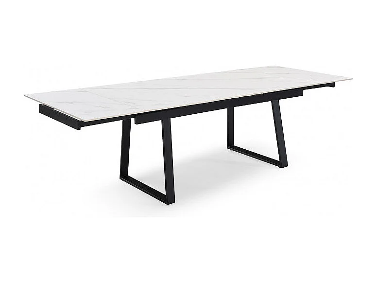 Table extensible 160/240 cm céramique blanc marbré pied luge - NEVADA 02