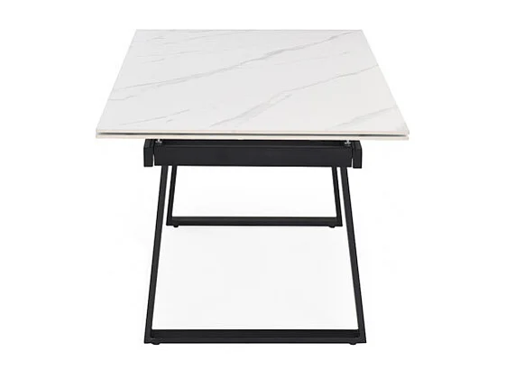 Table extensible 160/240 cm céramique blanc marbré pied luge - NEVADA 02