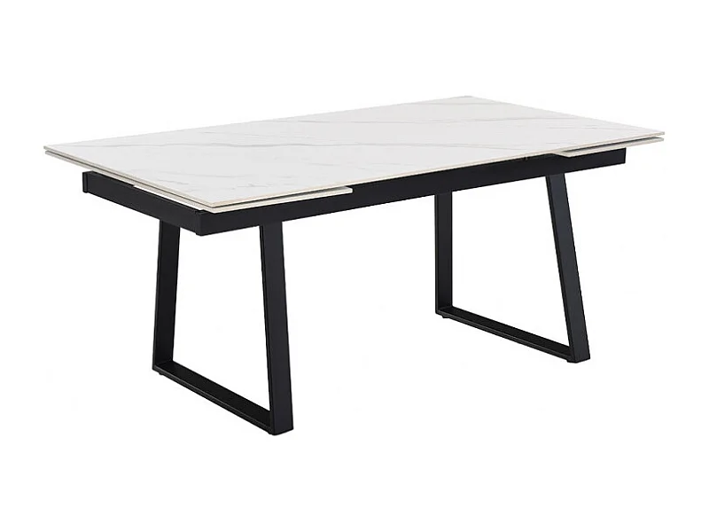 Table extensible 160/240 cm céramique blanc marbré pied luge - NEVADA 02