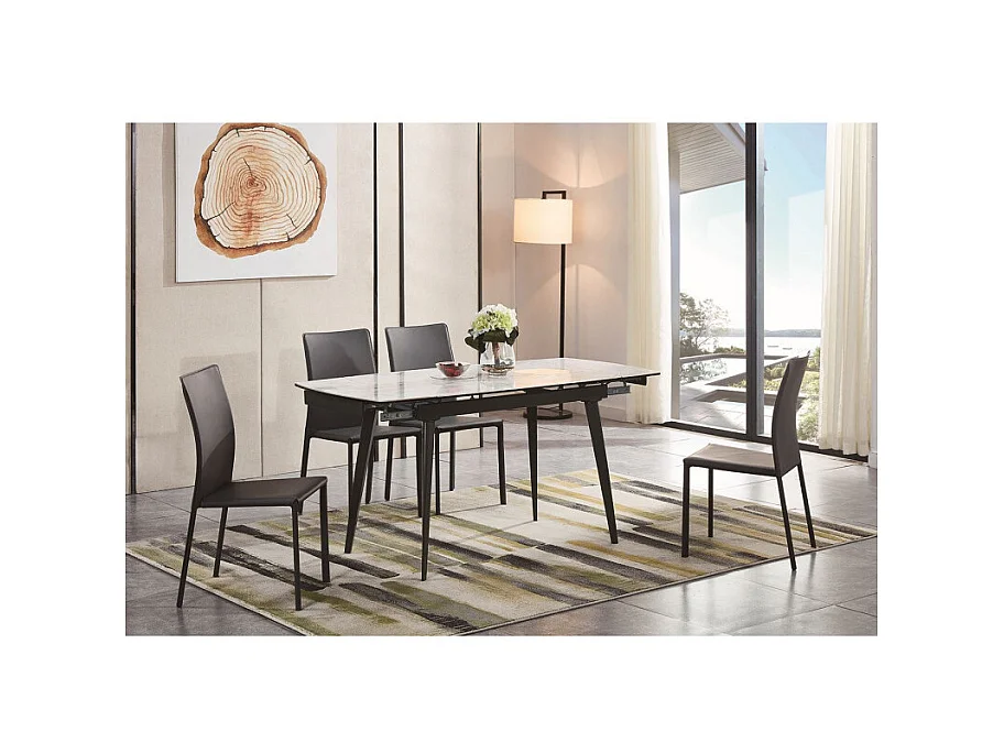 Table extensible 120 à 179 cm céramique blanc marbré - FLORIDA