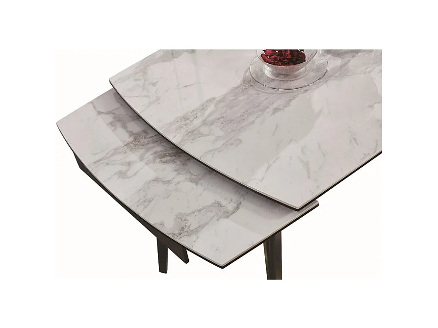 Table extensible 120 à 179 cm céramique blanc marbré - FLORIDA