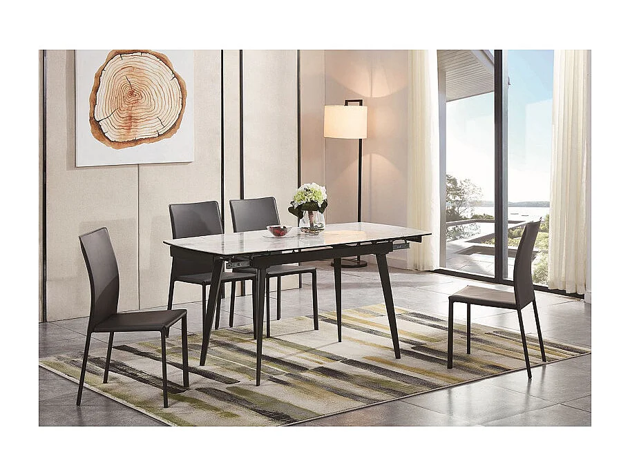 Table extensible 120 à 179 cm céramique blanc marbré - FLORIDA