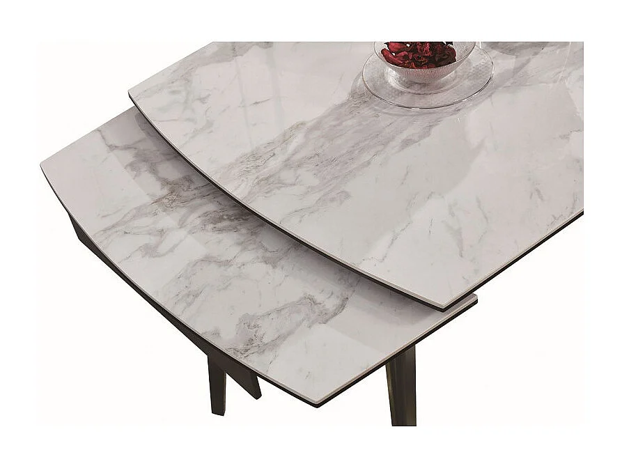 Table extensible 120 à 179 cm céramique blanc marbré - FLORIDA