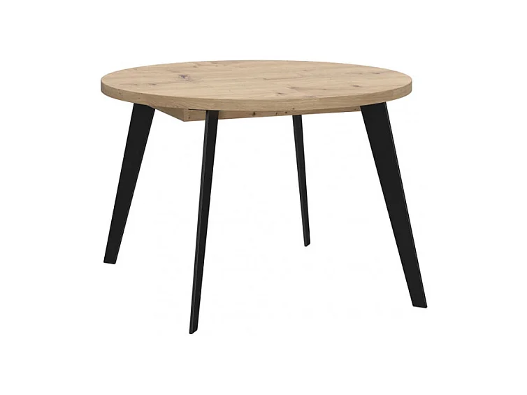 Table ronde extensible 110 à 155 cm décor bois pieds métal - VANESSA