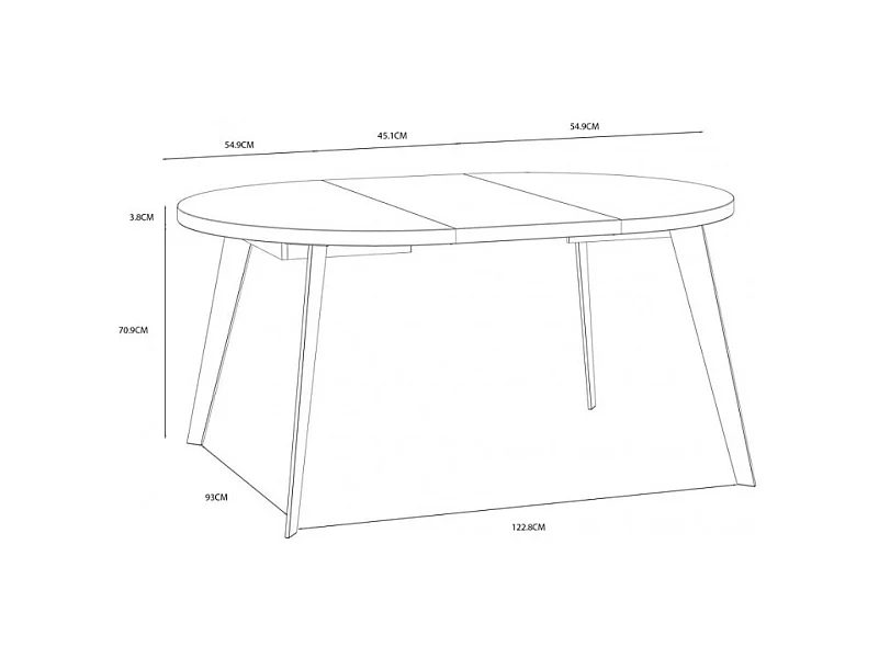 Table ronde extensible 110 à 155 cm décor bois pieds métal - VANESSA