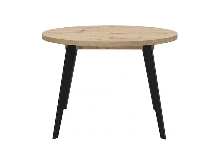 Table ronde extensible 110 à 155 cm décor bois pieds métal - VANESSA