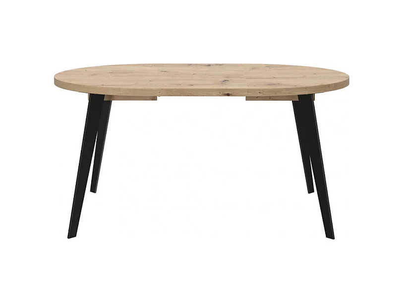 Table ronde extensible 110 à 155 cm décor bois pieds métal - VANESSA