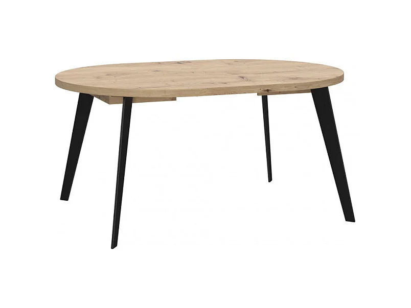 Table ronde extensible 110 à 155 cm décor bois pieds métal - VANESSA