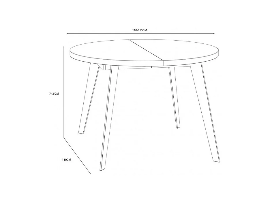Table ronde extensible 110 à 155 cm décor bois pieds métal - VANESSA
