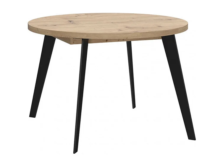 Table ronde extensible 110 à 155 cm décor bois pieds métal - VANESSA
